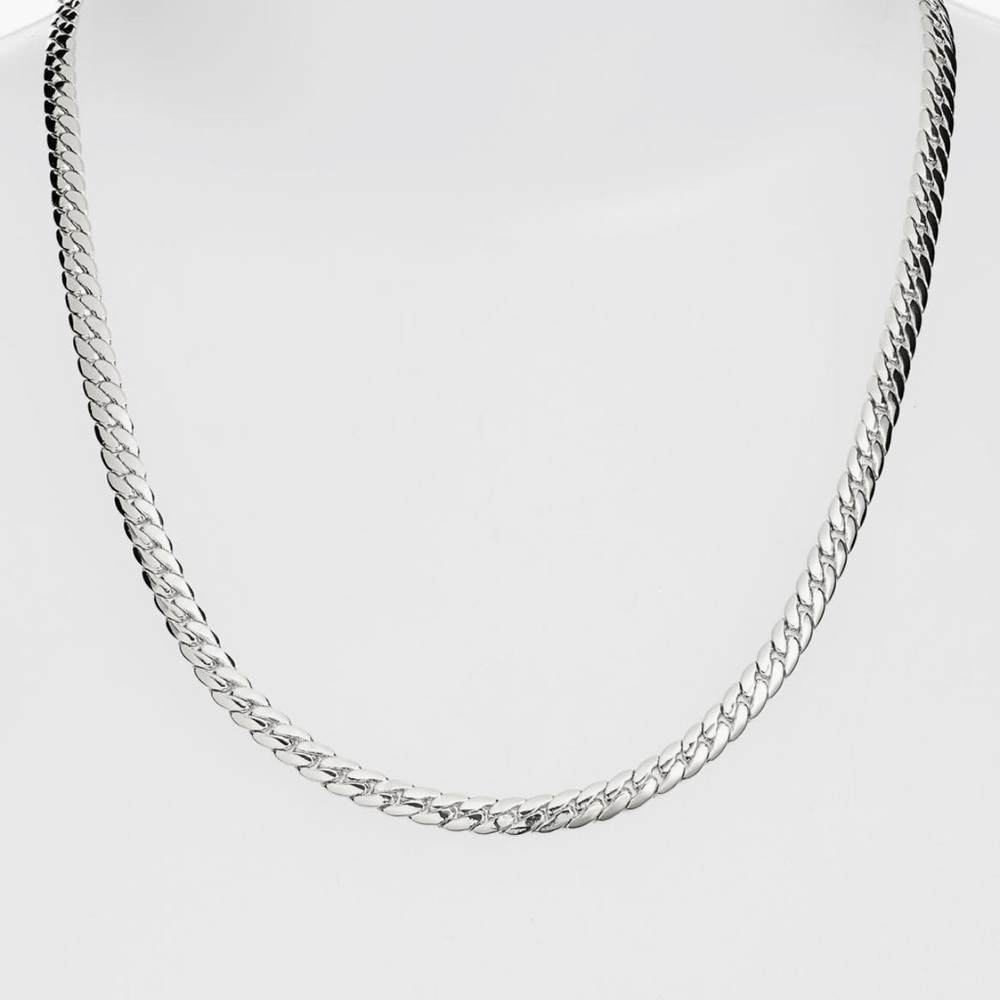 Jenny Bird Wallace Cuban Herringbone Silver Chain Necklace